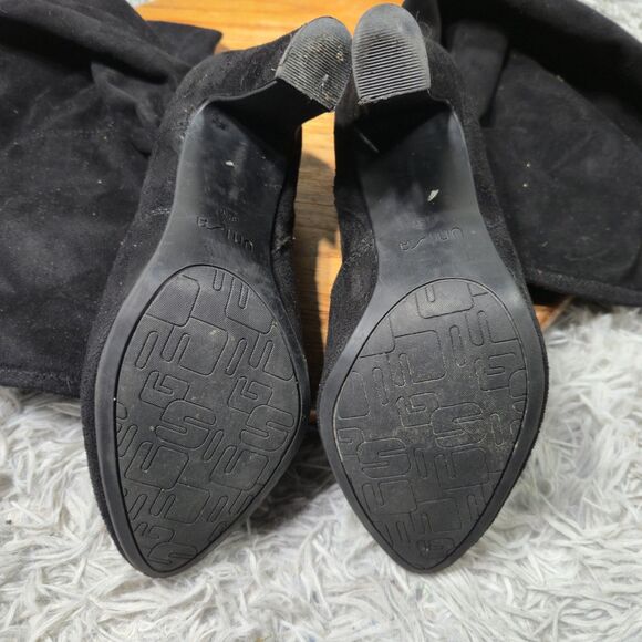 Unisa Womens Size 8.5 Retro Black Over the Knee Faux Suede High Heeled Boots - Picture 3 of 10